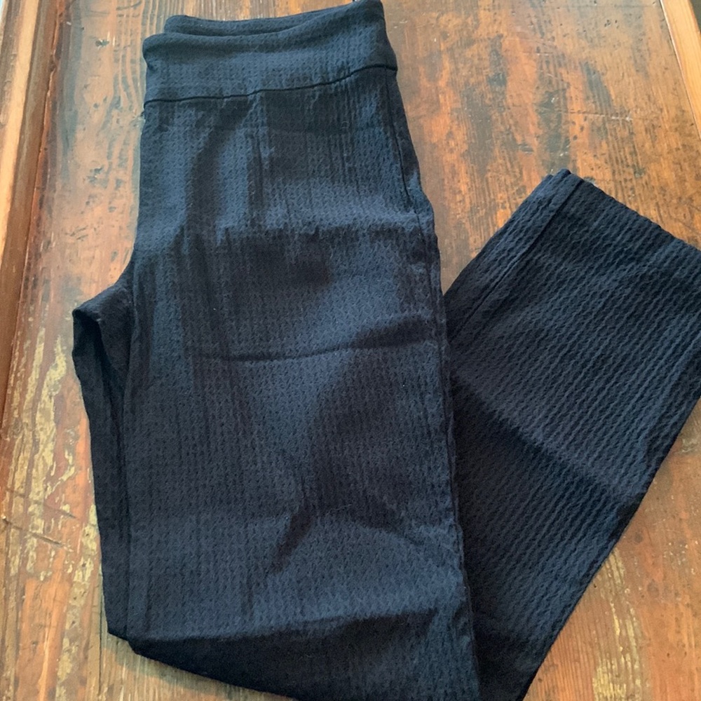 Hilary Radley Womens Pull On Slimming Skinny Dress Pants Textured Black Size 6